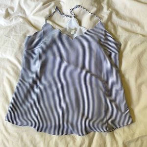 J Crew Pinstripe Scallop Tank